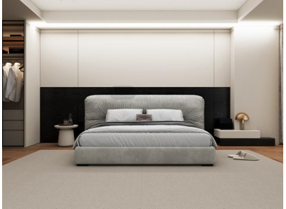 Letto grigio di lusso con testiera imbottita design moderno camera da letto