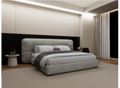 Letto grigio di lusso con testiera imbottita design moderno camera da letto