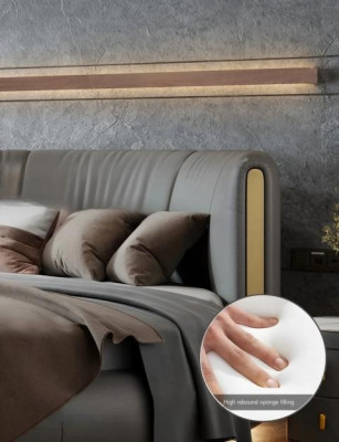 Letto rotondo esclusivo grigio beige in pelle design moderno per camera da letto