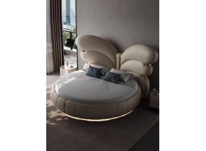 Letto rotondo di lusso farfalla designer beige