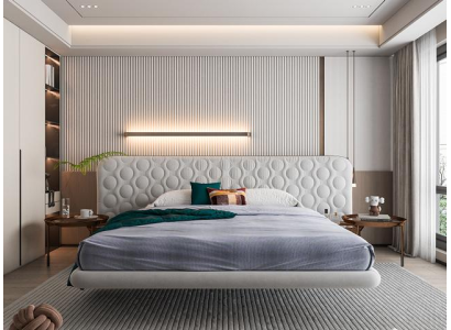 Letto moderno bianco imbottito design a cerchio minimalista