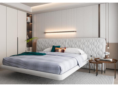 Letto moderno bianco imbottito design a cerchio minimalista