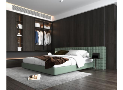 Letto moderno verde con testiera imbottita design elegante per camera da letto