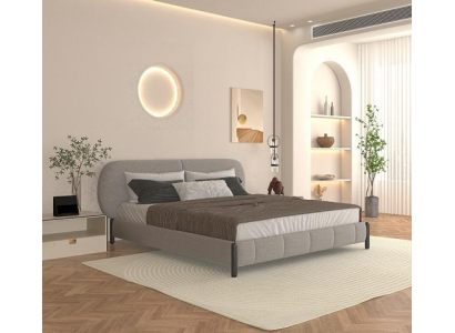 Letto imbottito grigio comfort design elegante letto di lusso