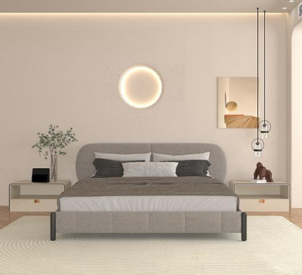 Letto imbottito grigio comfort design elegante letto di lusso