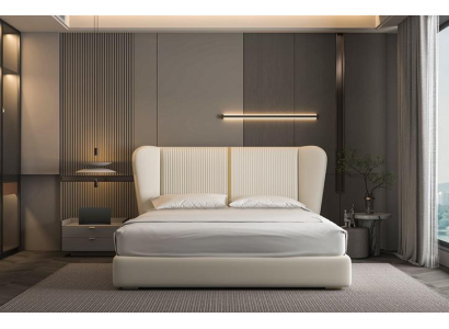 Letto di lusso beige letto imbottito moderno design elegante