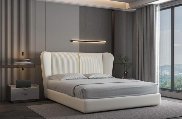 Letto di lusso beige letto imbottito moderno design elegante