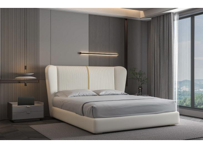 Letto di lusso beige letto imbottito moderno design elegante