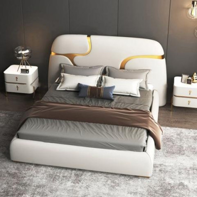 Letto design grigio oro letto imbottito moderno lusso elegante stile