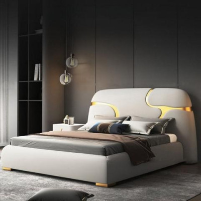 Letto design grigio oro letto imbottito moderno lusso elegante stile