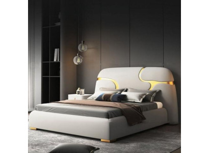 Letto design grigio oro letto imbottito moderno lusso elegante stile
