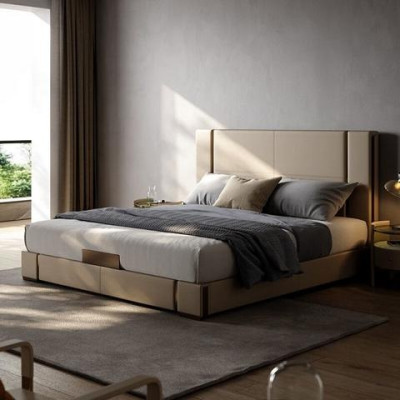 Letto di lusso beige letto imbottito moderno comfort stile design elegante