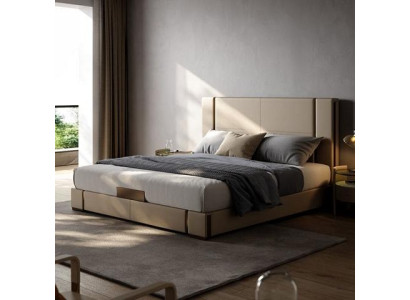 Letto di lusso beige letto imbottito moderno comfort stile design elegante