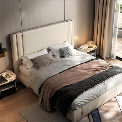 Letto imbottito letto di lusso beige design moderno comfort