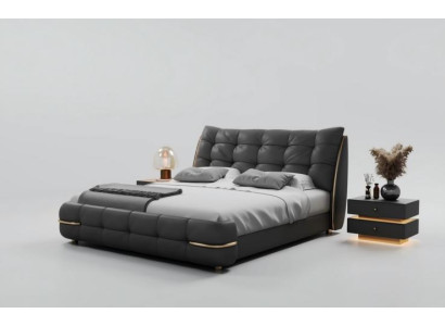 Letto di lusso nero letto imbottito moderno design elegante