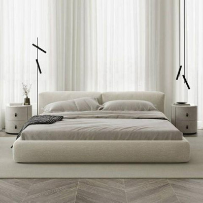 Letto imbottito grigio design moderno comfort elegante letto di lusso