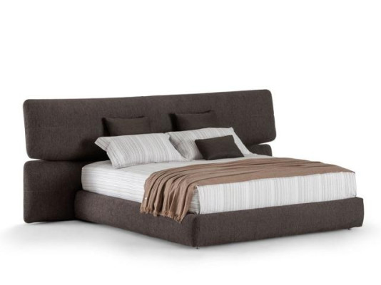 Letto imbottito moderno in tessuto lusso nero con testiera alta design