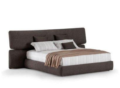 Letto imbottito moderno in tessuto lusso nero con testiera alta design