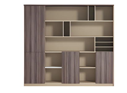 Armadio da ufficio moderno beige marrone effetto legno design aperto stanza da lavoro spazio di archiviazione