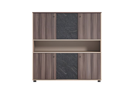 Armadio da ufficio beige marrone effetto legno design moderno con porte scorrevoli