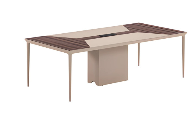Tavolo da conferenza beige con struttura in legno e design moderno per ufficio e riunioni