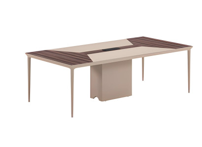 Tavolo da conferenza beige con struttura in legno e design moderno per ufficio e riunioni