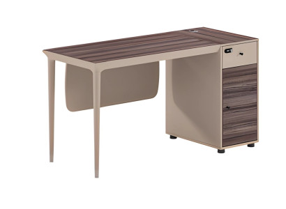 Scrivania moderna design effetto legno beige marrone con cassetti elegante