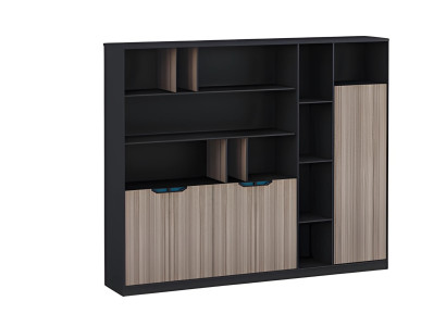 Armadio da ufficio parete in legno effetto marrone nero con porte scomparti moderni blu