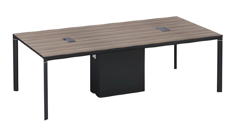 Tavolo da conferenza moderno in legno nero con gestione dei cavi