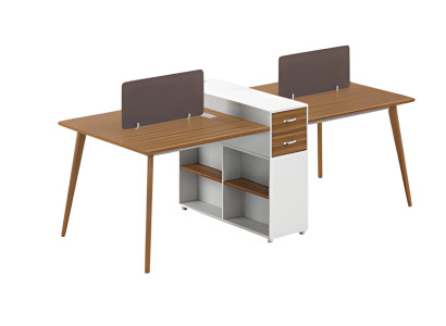 Scrivania moderna con scaffale in legno e parete divisoria design semplice per ufficio