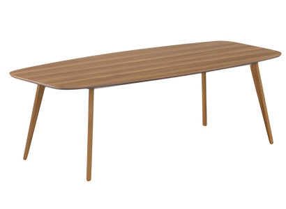 Tavolo da pranzo moderno in legno con piano elegante e gambe in legno semplici