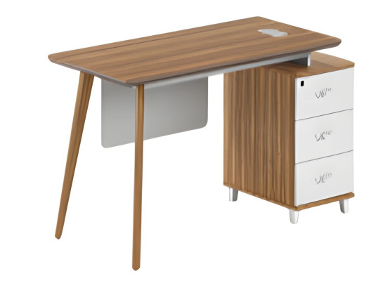 Scrivania moderna in legno con spazio di archiviazione e eleganti cassetti bianchi