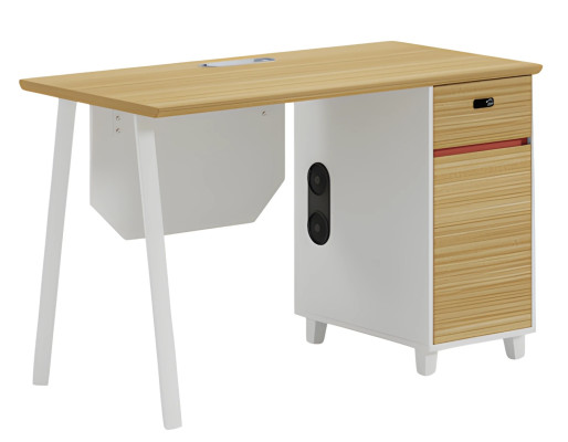 Scrivania in legno con spazio di archiviazione e gambe bianche Design moderno per ufficio