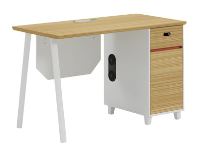 Scrivania in legno con spazio di archiviazione e gambe bianche Design moderno per ufficio