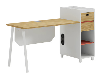 Scrivania in legno con spazio di archiviazione e ripiani Design moderno per ufficio