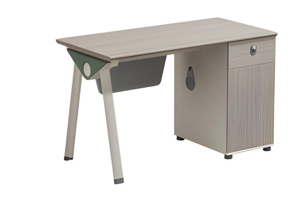 Scrivania beige effetto legno con spazio di archiviazione design moderno per uffici e casa