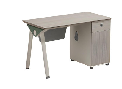 Scrivania beige effetto legno con spazio di archiviazione design moderno per uffici e casa