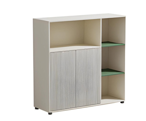 Armadio da ufficio modulare beige con spazio di archiviazione e scaffali per un design moderno dell'ufficio