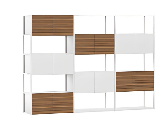 Mobile per ufficio armadio moderno effetto legno marrone bianco parete scaffale spazio di archiviazione design