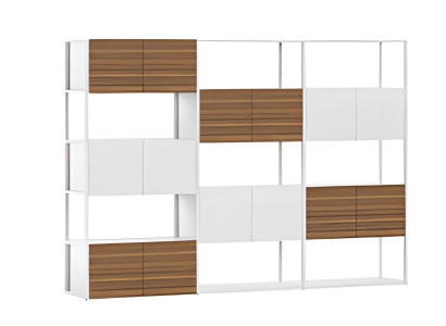 Mobile per ufficio armadio moderno effetto legno marrone bianco parete scaffale spazio di archiviazione design