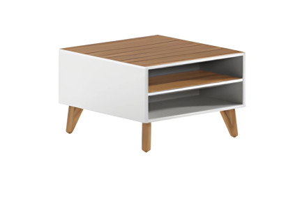 Tavolino da soggiorno moderno in legno bianco e marrone scandinavo