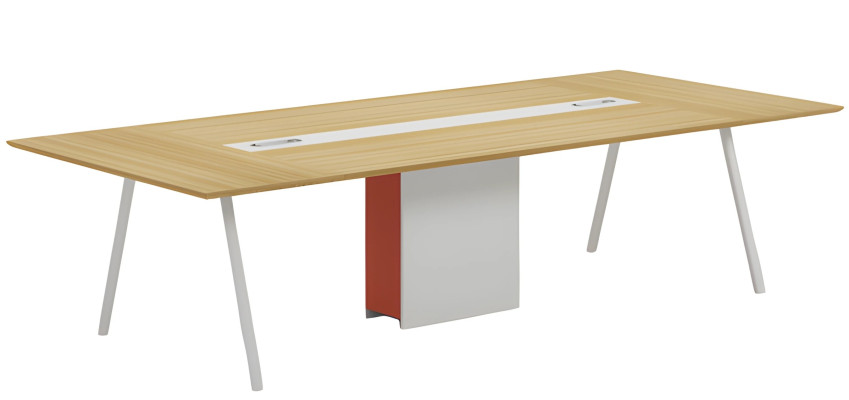 Tavolo da conferenza tavolo riunioni moderno effetto legno naturale bianco arancione canalina per cavi