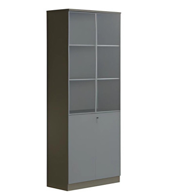 Armadio per ufficio moderno nero grigio con porte in vetro chiudibile alto