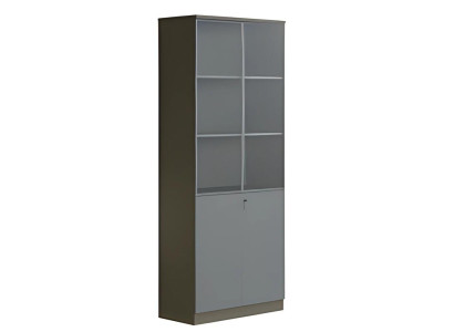 Armadio per ufficio moderno nero grigio con porte in vetro chiudibile alto