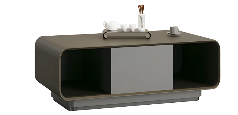 Tavolino da caffè moderno design nero grigio con spazio di archiviazione