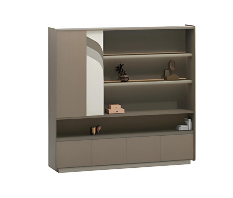 Armadio da ufficio moderno marrone con ripiani e cassetti per la conservazione in ufficio