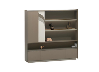 Armadio da ufficio moderno marrone con ripiani e cassetti per la conservazione in ufficio