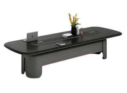 Tavolo da conferenza moderno Design elegante Piano del tavolo nero Ampia superficie di lavoro