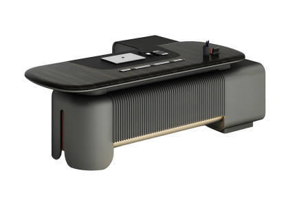 Scrivania moderna design elegante piano nero dettagli illuminazione