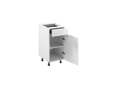Mobile da cucina sottostante con cassetto e ripiani lucidi